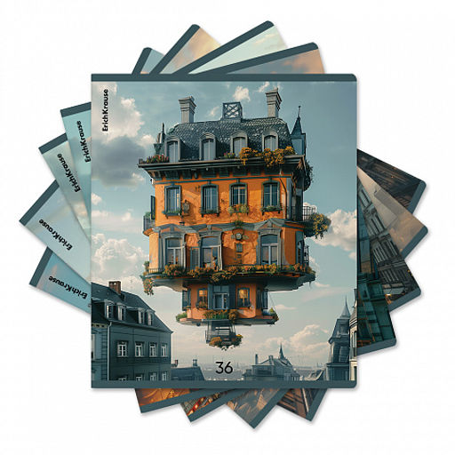 Цена за 5 шт. Тетрадь общая ученическая ErichKrause Flying House, 36 листов, клетка_MIX-PACK
