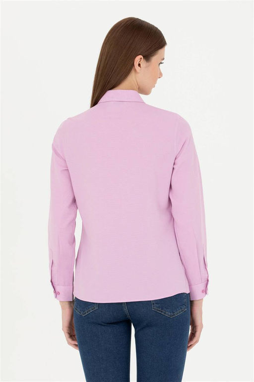 Женская фиолетовая базовая рубашка с длинным рукавом - U.s. polo assn фото 5