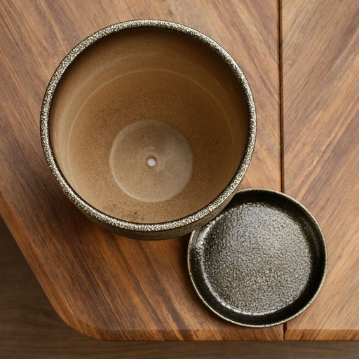 Горшок для цветов Тёмное золото, керамический, с поддоном, 5 л, коричневый с золотой полосой - Simaland фото 5