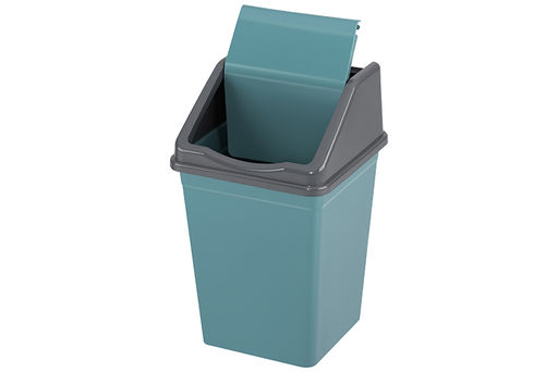 Ведро для мусора с подвижной крышкой 16 л 26*26*43 см квадратное бирюзовый/серый (941655) - Elan gallery фото 5