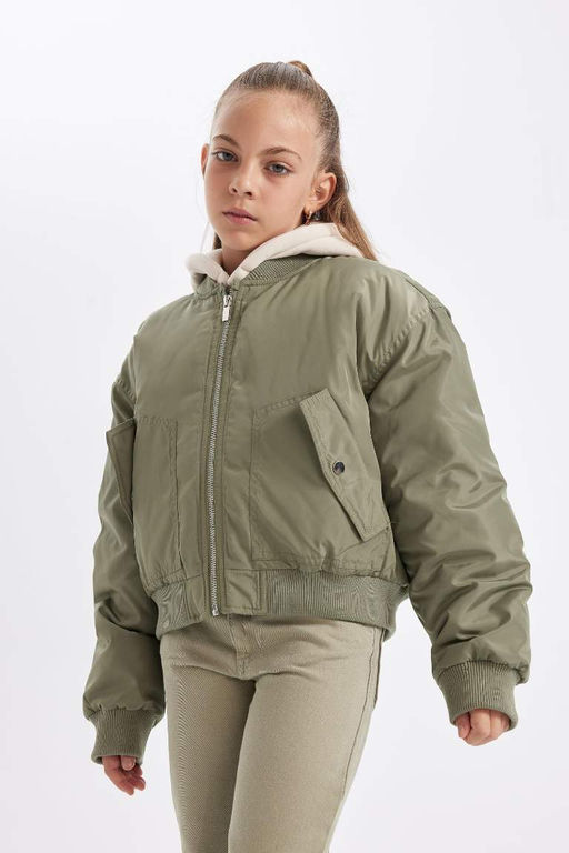 Пуховик со съемным капюшоном для девочек - Defacto фото 8