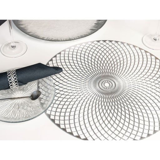 Набор салфеток сервировочных на стол Доляна Вира, 4 шт, d=38 см, цвет серебряный  фото 4