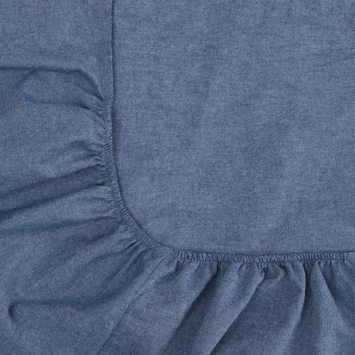 Простыня на резинке 2-спальная SL Home Деним, 160200+30 см, синяя хлопок - Sima-land home фото 6