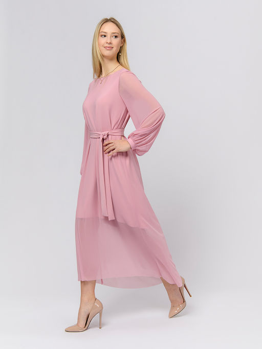 Платье розового цвета длины макси с объемными рукавами и вырезом на спинке - 1001dress фото 3