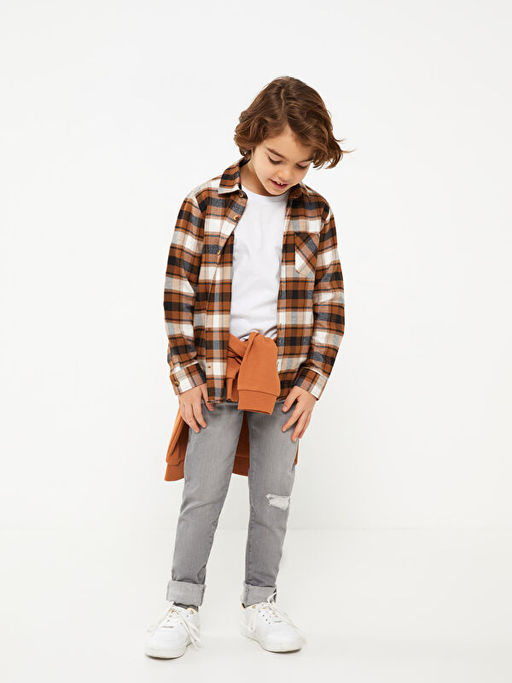 Ekose Uzun Kollu Gabardin Erkek ?ocuk G?mlek - Waikiki фото 3