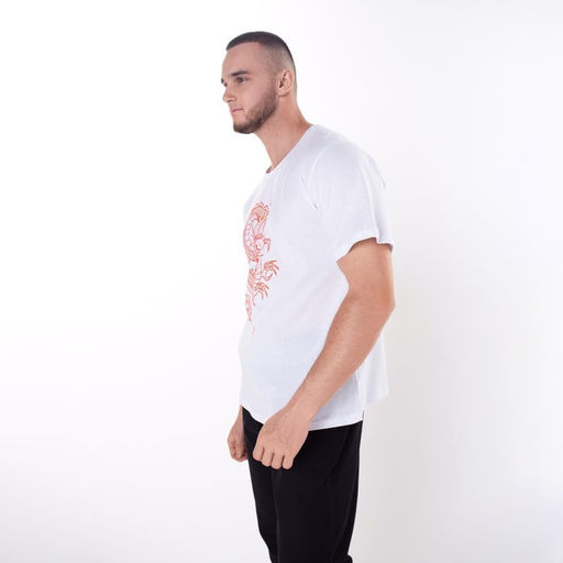 Футболка мужская «Дракон», белая, принт красный, размер 58
