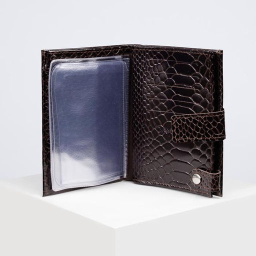 Портмоне мужское 3 в 1, автодокументы и паспорт, отдел для карт и монет, цвет коричневый - Simaland фото 3