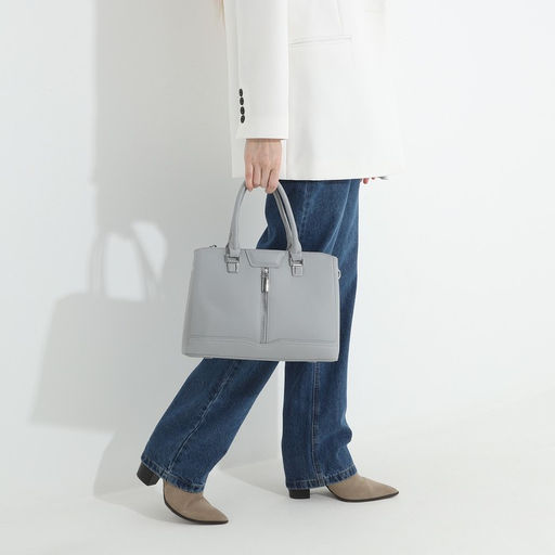 Сумка тоут на молнии, наружный карман, длинный ремень, цвет серый - Simaland фото 8