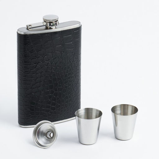 Подарочный набор 4 в 1: фляжка чёрная 300 мл, воронка, 2 рюмки, 17 х 21.5 см - Simaland фото 4