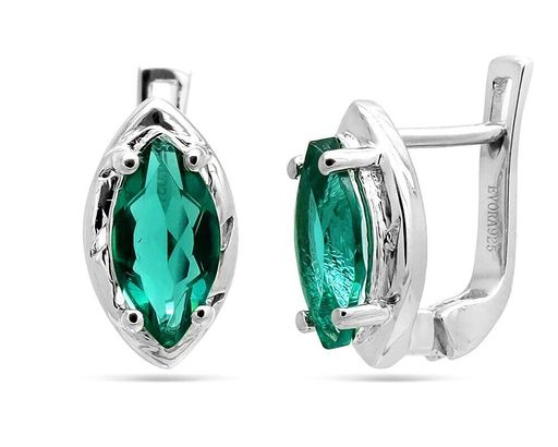 Серьги из серебра аквамарин выращ., Ромбо