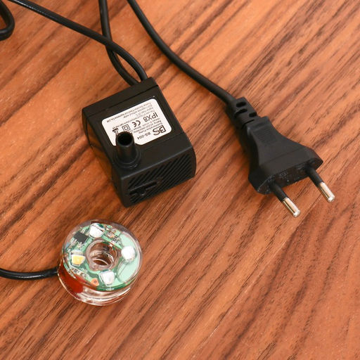 Фонтан настольный «Птички на брёвнышке у мельницы», 12×16×27 см, с подсветкой