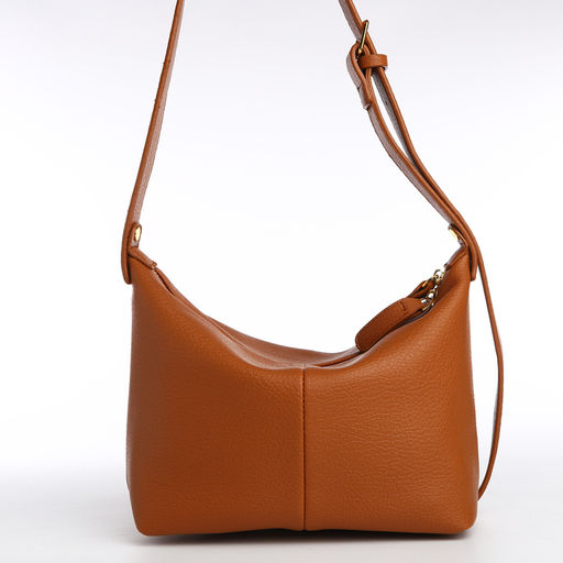 Сумка женская кросс-боди на молнии, 22×13×19 см, коричневая