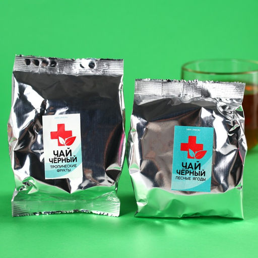 Набор чая Чайная помощь: чай чёрный со вкусом тропических фруктов 50 г., чай чёрный со вкусом лесных ягод 50 г . - Фабрика счастья фото 2