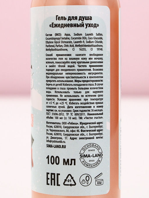 Новогодний подарочный набор косметики «С Новым годом», гель для душа 100 мл и крем для рук 30 мл, Чистое счастье