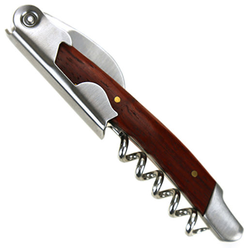 Штопор-открывалка металлический Дятел с ножом, в металлическом корпусе под красное дерево, 11,5х2,5х1,5см, в коробке (Китай)