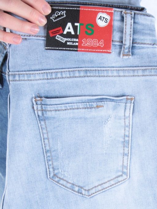 A809 LT. BLUE Джинсы зауженные женские AOTERSS - Фабричный китай фото 9
