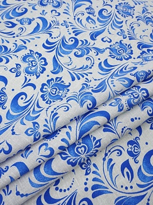 Рогожка Гжельский узор цв.серый меланж, ш.1.5м, хлопок-100%, 170гр/м.кв