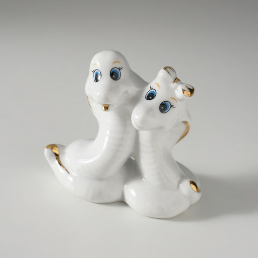 Фигурка керамика Парочка кобр: любовь, белый с золотом, 4.5?9?8 см