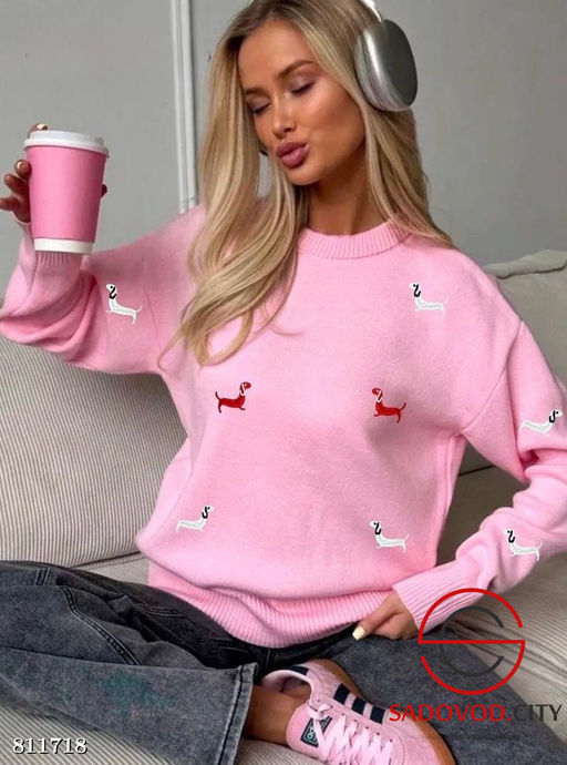 Свитер женский с таксами - Bruno фото 2