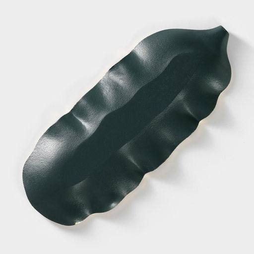 Блюдо для фруктов Доляна «Золотой лист», 36×14×3 см, золотое с зелёным