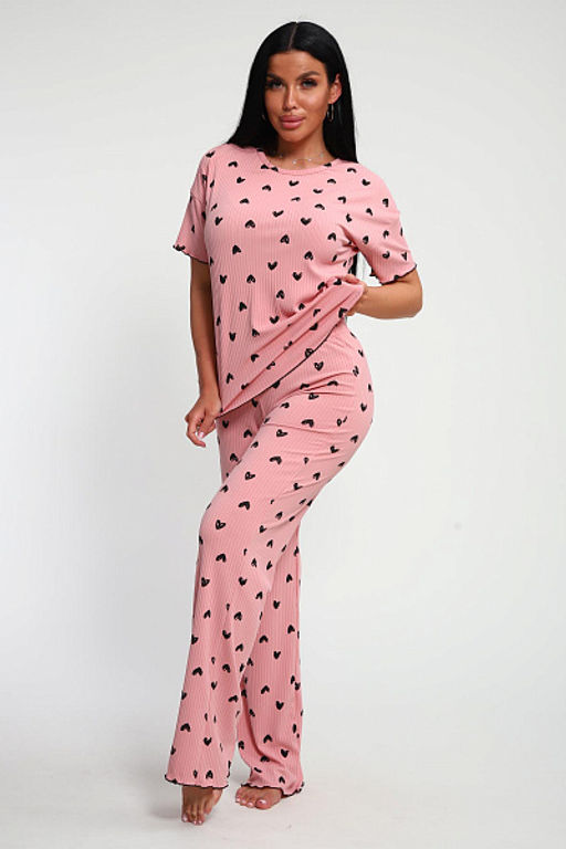 Пижама с брюками (01063, розовый) - Плиона фото 7