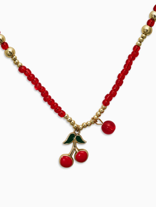 Колье из бисера «Вишня», 40 см, красное в золоте