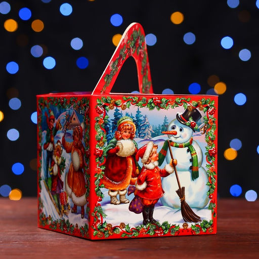 Цена за 5 шт. Подарочная коробка Кубик большой Винтаж120х120х120 (+60) - Simaland фото 2