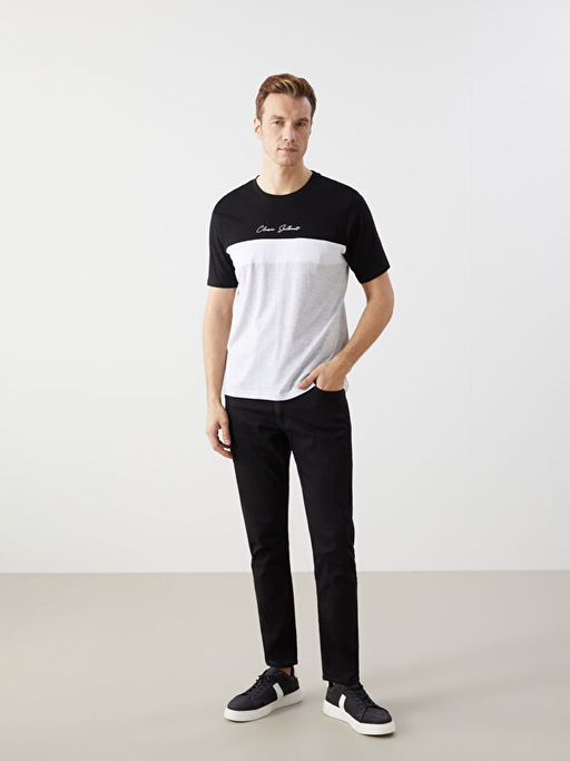 Bisiklet Yaka K?sa Kollu Renk Bloklu Erkek Ti??rt