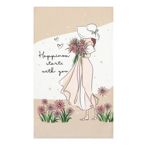 Полотенце Доляна Happiness 35х60 см, 100% хлопок, вафля 160 г/м2  фото 2