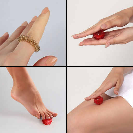 Массажёр для рук и ног, d=3.5 см, 2 кольца, красный