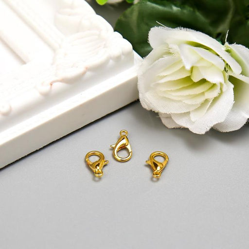 Цена за 40 шт. Основа для брелока карабин металл золото 1,2х0,6 см - Арт узор фото 2