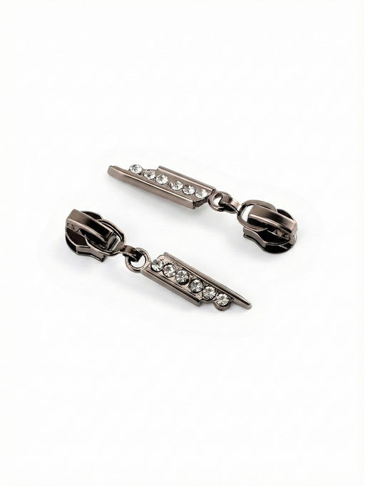 Бегунок для молнии «Спираль», №5, «Стразы», цвет чёрный никель