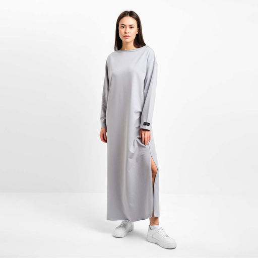 Платье женское миди с разрезом MIST, серое, размер 46-48 (L-XL)