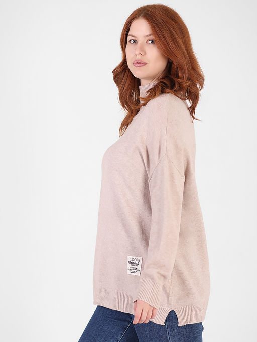 Свитер бежевый больших размеров женский - Almond фото 2