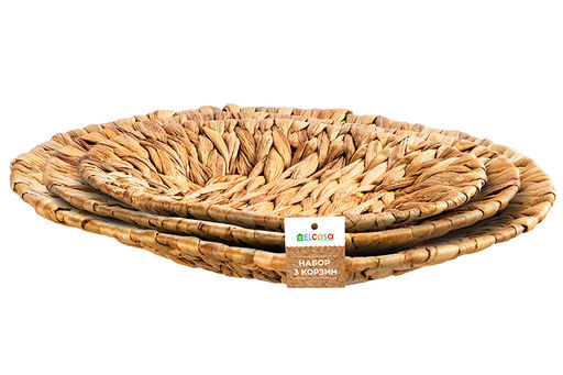 Набор 3 плетеных корзин 37*30*5,5 см, 33*26*4,5 см, 28*22*4см, водный гиацинт - Elan gallery фото 6