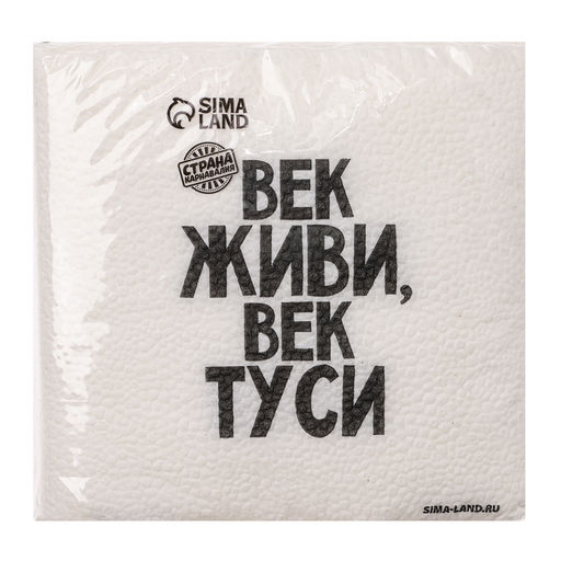 Салфетки бумажные однослойные «Век живи, век туси» 24×24 см, набор 20 шт.