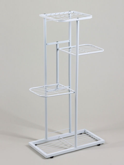 Подставка для цветов Greengo, 4 полки, 43×22×82 см, напольная, металл, белая
