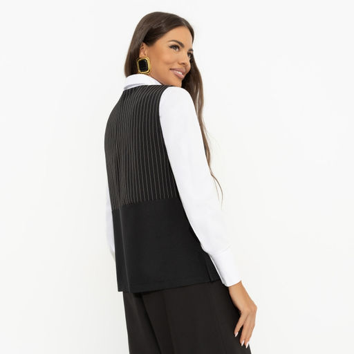 Блуза комбинированная Кейт Мосс отдыхает (black) - Charutti фото 5