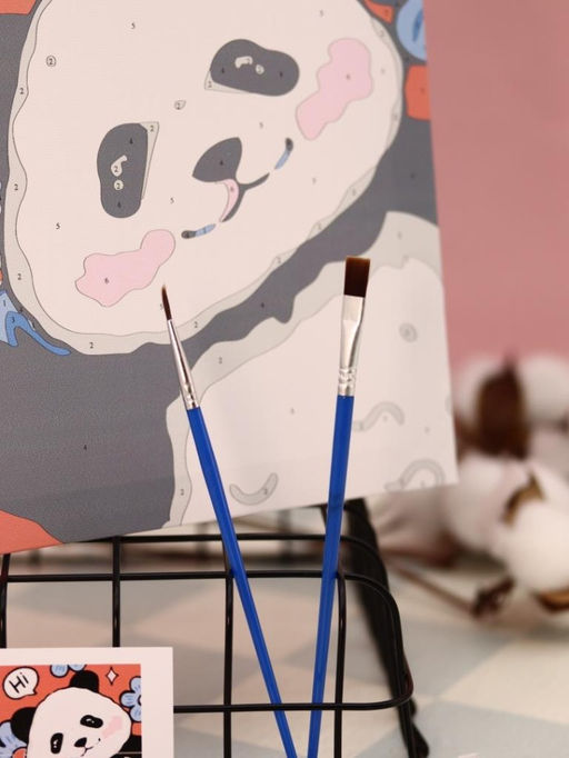 Картина по номерам на подрамнике Draw Me! Panda with a flower, (20*20 см)