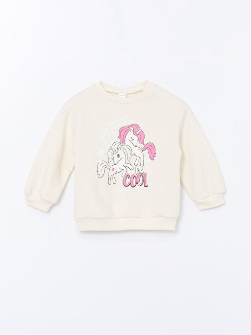 Bisiklet Yaka Uzun Kollu Bask?l? K?z Bebek Sweatshirt