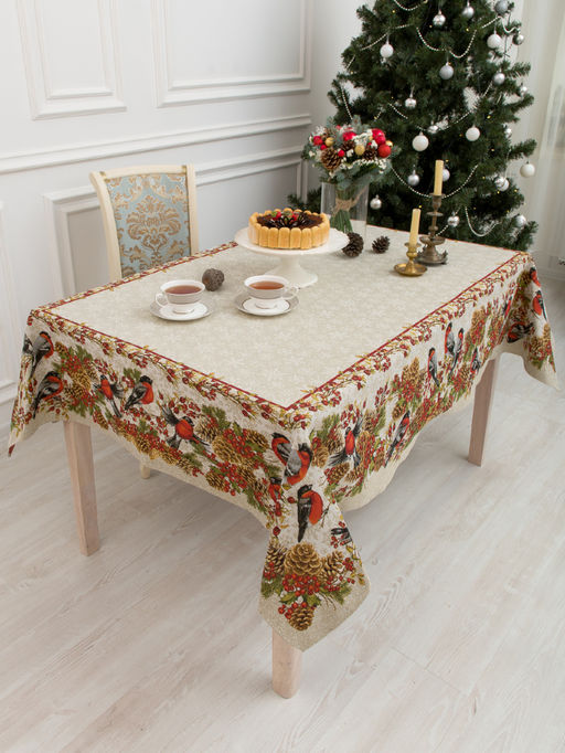 Снегири - гобеленовая скатерть 140х215 - Гобеленглавснаб фото 2