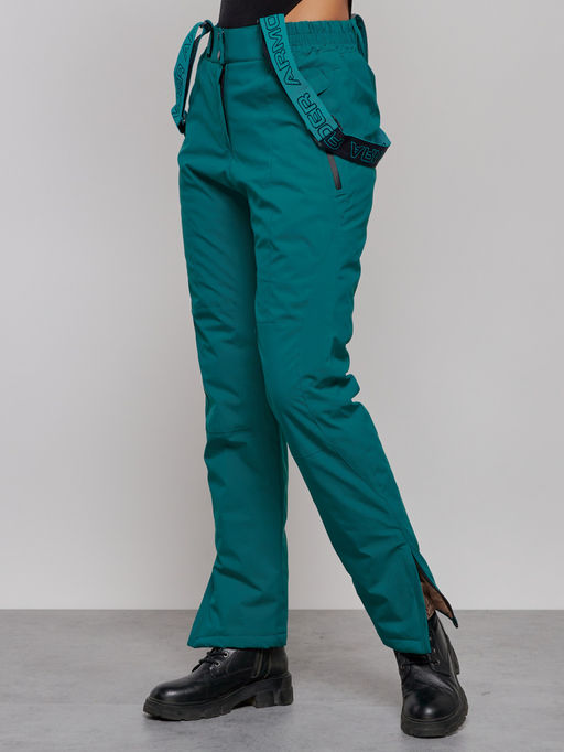 Полукомбинезон утепленный женский зимний горнолыжный зеленого цвета 526Z - Chunmai фото 6