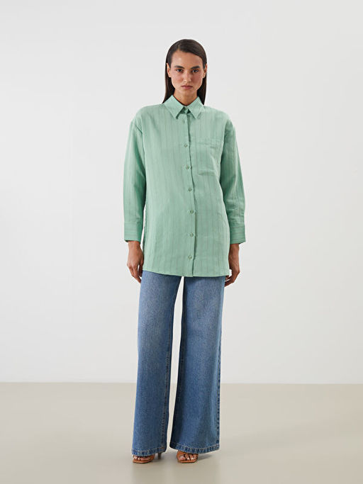 Dokulu Oversize Kad?n G?mlek Tunik