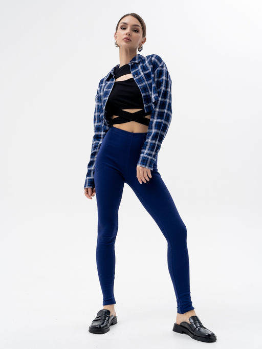 леггинсы из хлопка с добавлением лайкры,темно-васильковые - Binita фото 2