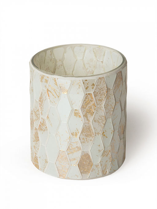 Стакан для зубных щёток 380мл золотой/белый стекло - Denastia фото 3