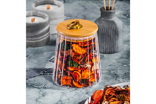 Банка стеклянная 650 мл 10*10*13 см с деревянной крышкой с силиконовым уплотнителем - Elan gallery фото 6