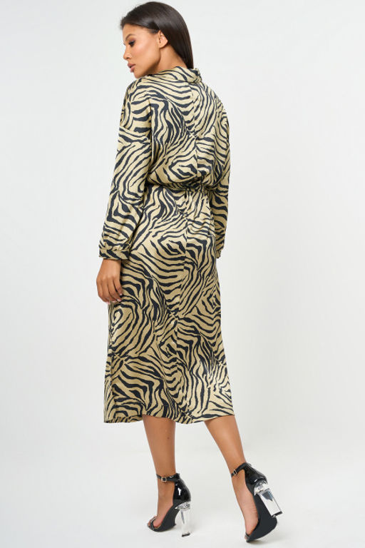Платье-рубашка миди с поясом леопард - Fly фото 4