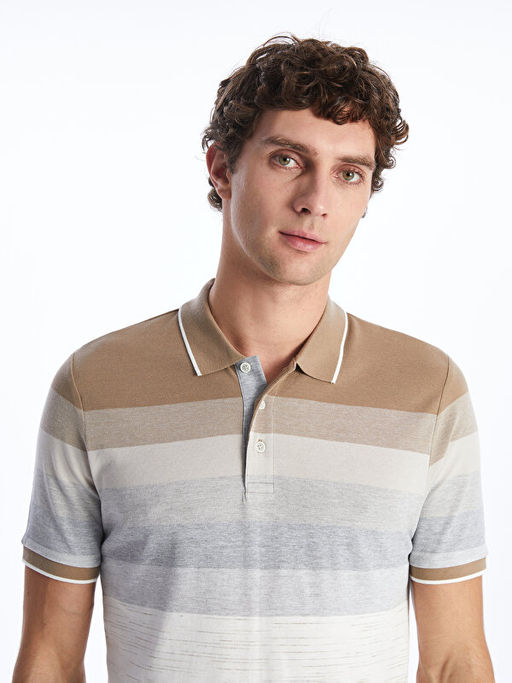 Polo Yaka K?sa Kollu ?izgili Erkek Ti??rt