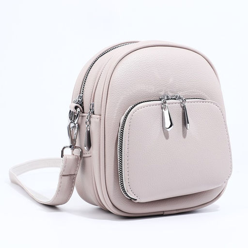 Сумка-рюкзак на молнии, 3 наружных кармана, длинный ремень, цвет серо-бежевый - Simaland фото 3