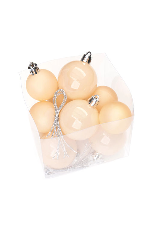 Набор новогодних шаров микс (12 шт) SF-8001, персиковый №2 - Больше подарков фото 5